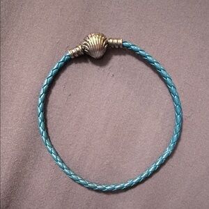 Pandora Turquoise Braided Bracelet with Shell Clasp